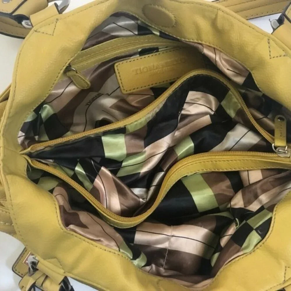 Tignanello Handbag Genuine Leather yellow Satchel